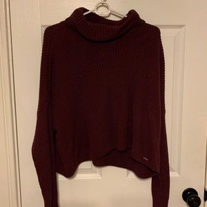 Burgundy Hollister Cropped Turtleneck Sweater